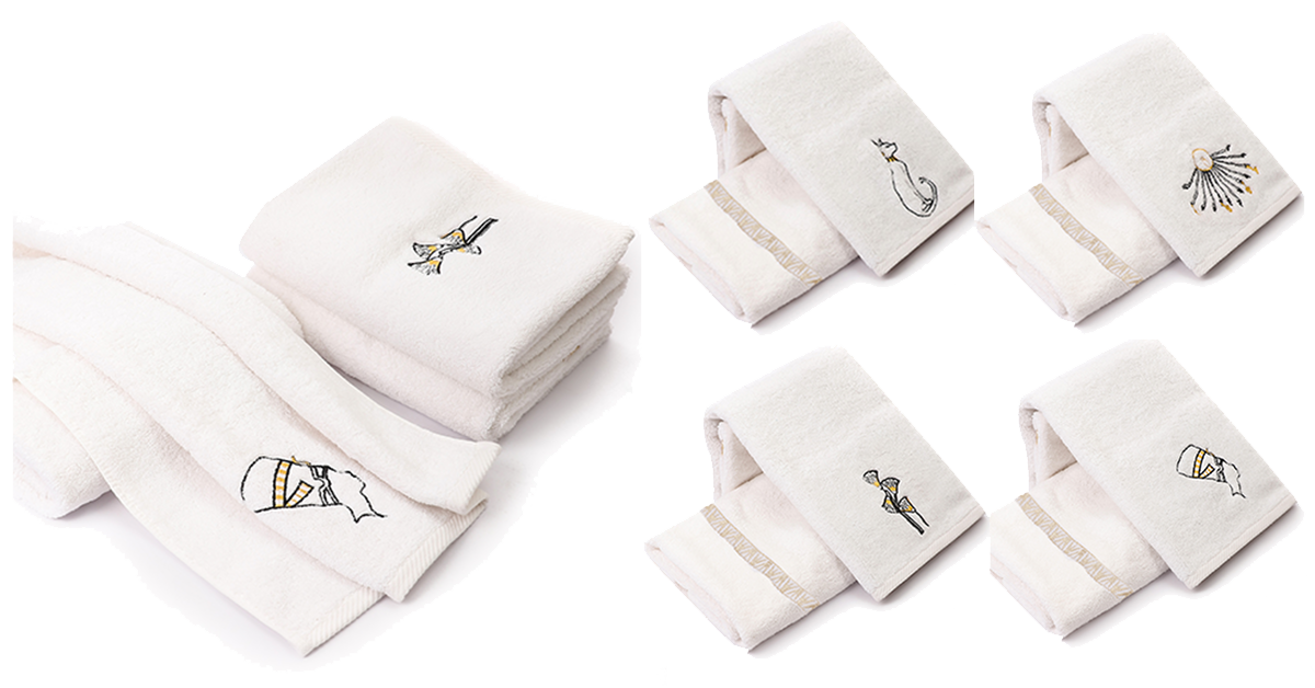 Set of 4 Luxury Egyptian Cotton Towels, Nile Goddesses Collection, 600GSM, 31X20 inch - Nileloom