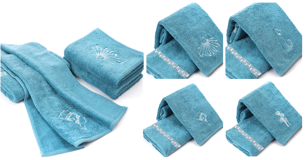 Set of 4 Luxury Egyptian Cotton Towels, Nile Goddesses Collection, 600GSM, 31X20 inch - Nileloom
