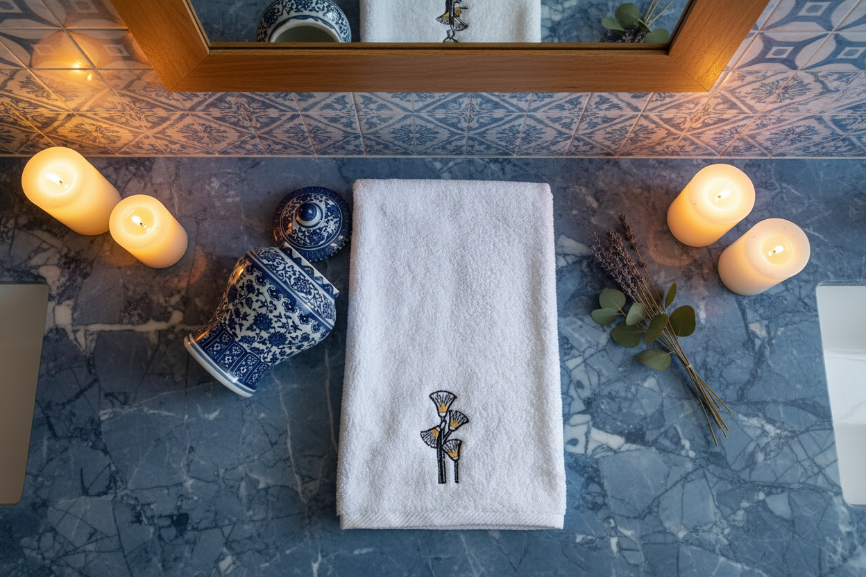 Luxury Egyptian Cotton Towel, Sesen Embroidery, Plush 700GSM Oversized 31X20 inch
