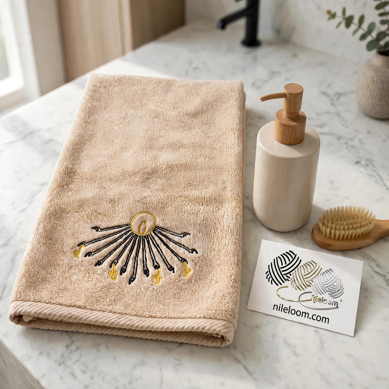 Aten (Great Nile Collection Embroidered Towel) - 100% Cotton, 700 GSM ,, 31 x 20 inches