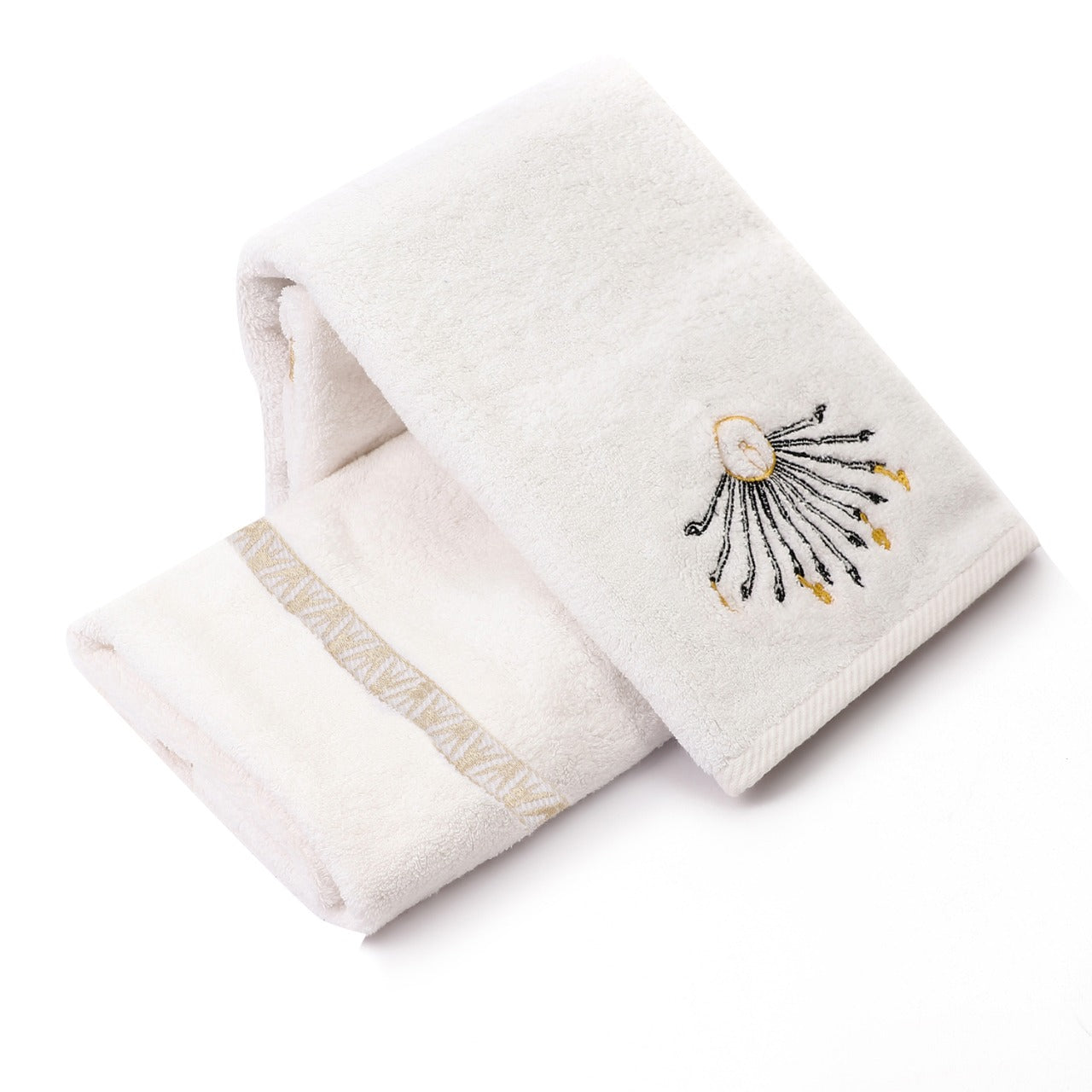Luxury Egyptian Cotton Towel, Nile Goddess Aten Embroidery, Plush 600GSM Oversized 31X20 inch