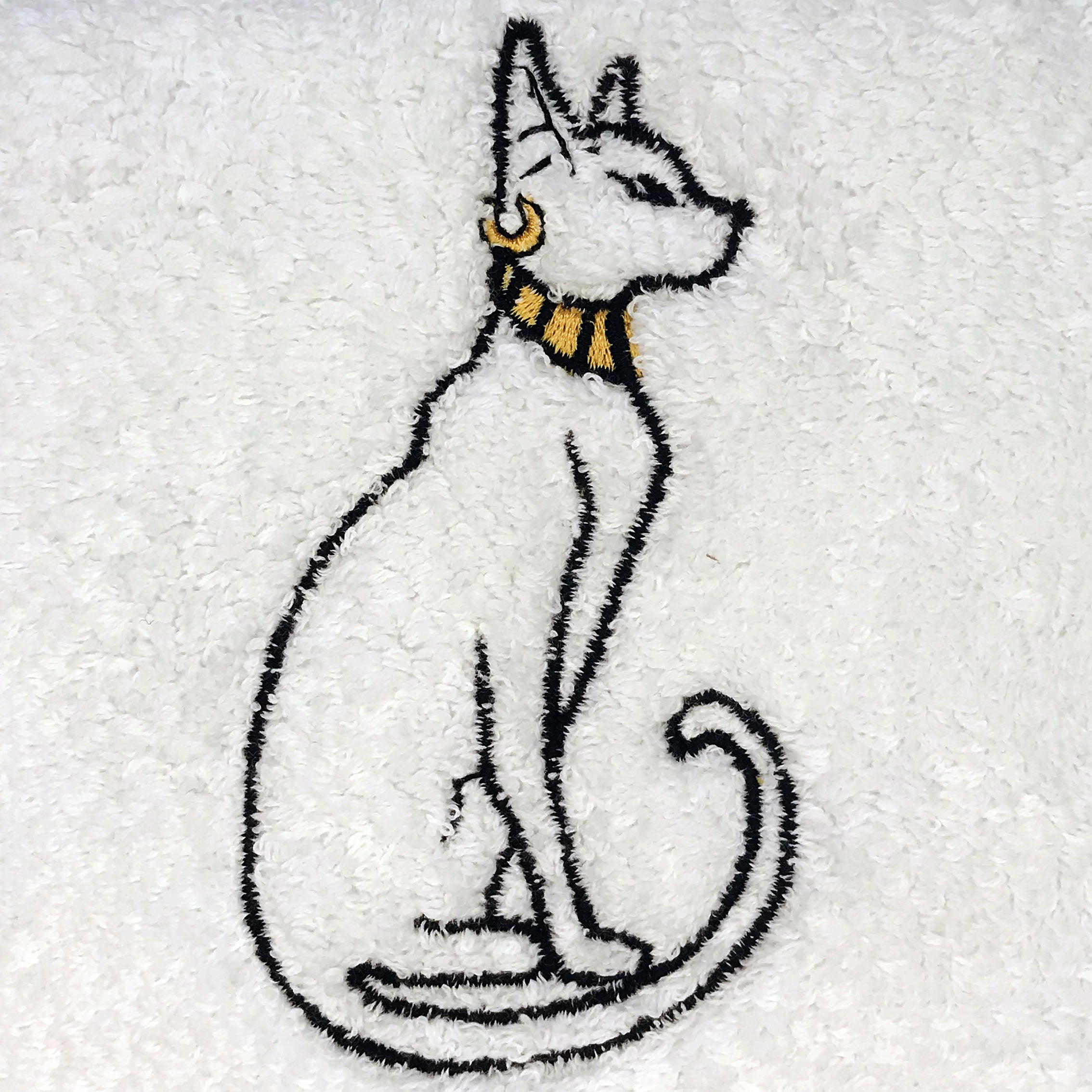 Luxury Egyptian Cotton Towel, Bastet Embroidery, Plush 700GSM Oversized 31X20 inch