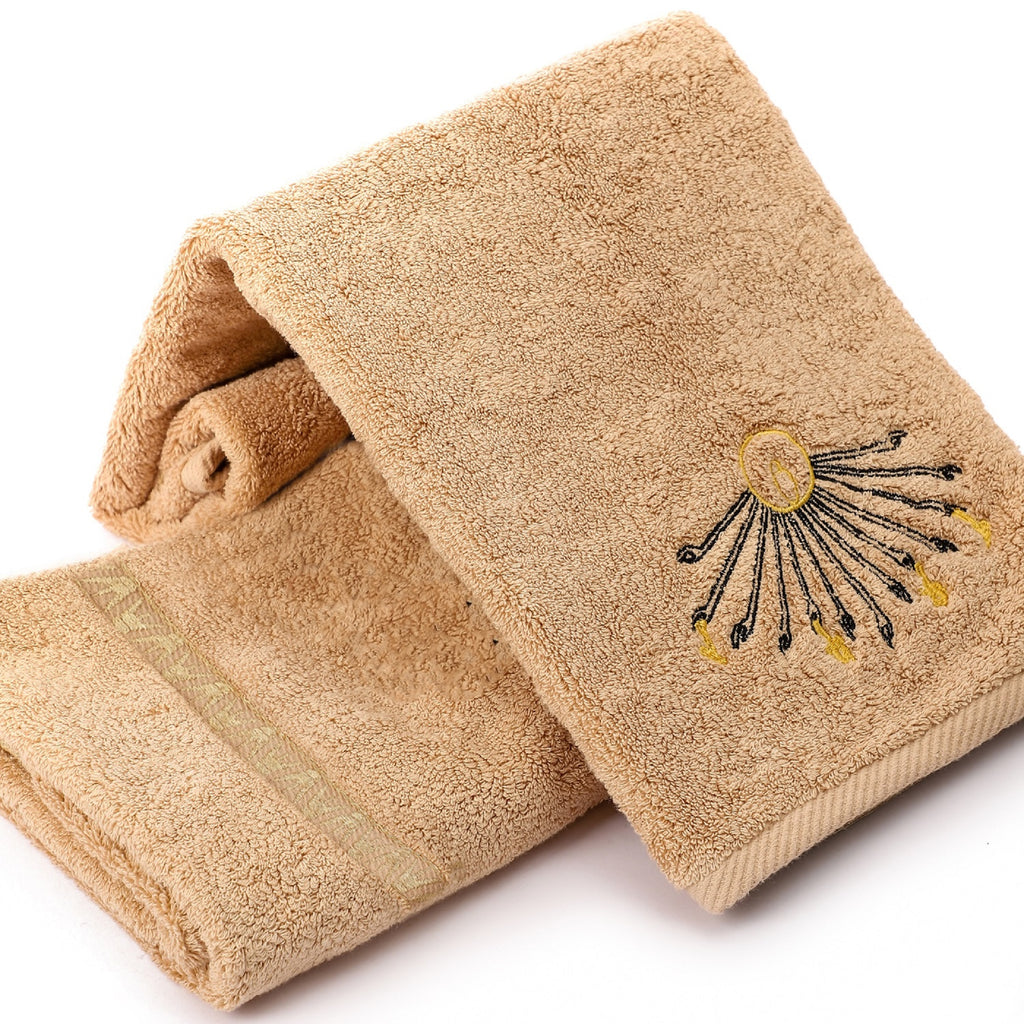 Luxury Egyptian Cotton Towel, Nile Goddess Aten Embroidery, 600GSM, 31X20 inch - Nileloom 