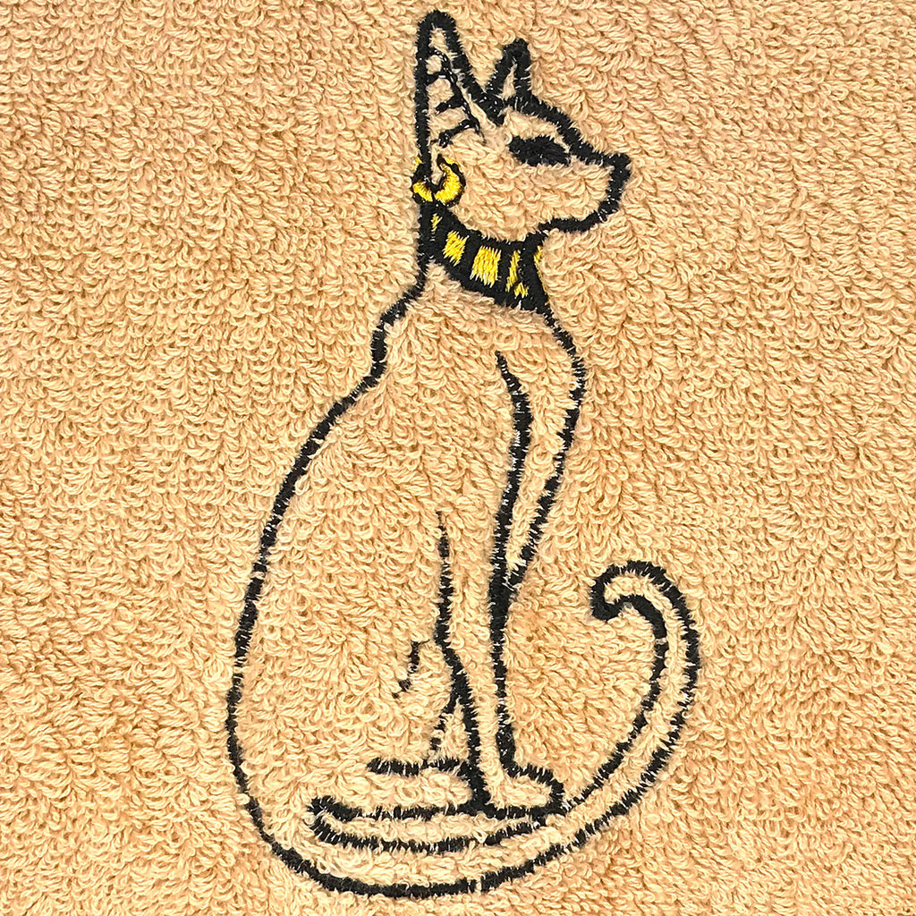 Luxury Egyptian Cotton Towel, Bastet Embroidery, Plush 700GSM Oversized 31X20 inch