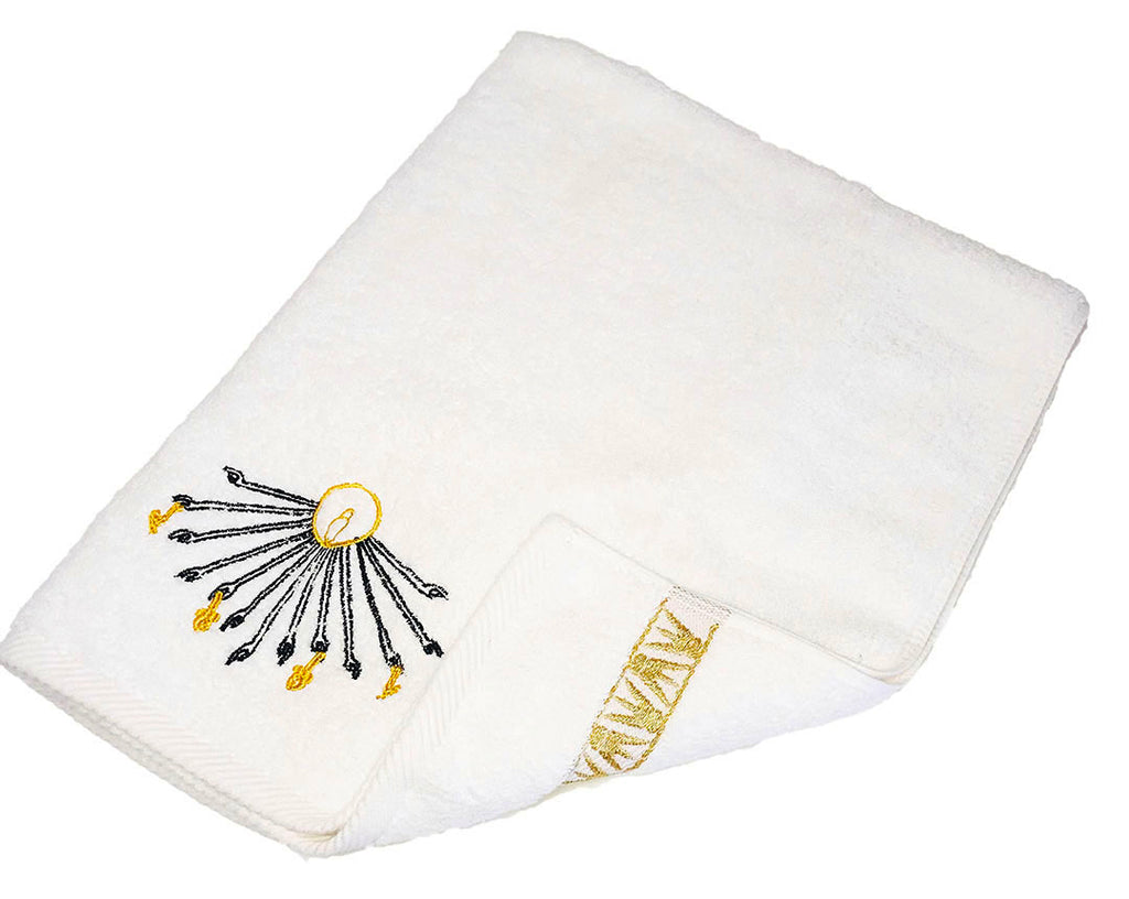 Luxury Egyptian Cotton Towel, Nile Goddess Aten Embroidery, 600GSM, 31X20 inch - Nileloom 