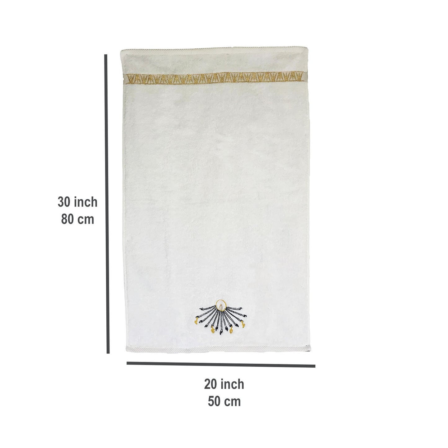 Luxury Egyptian Cotton Towel, Nile Goddess Aten Embroidery, Plush 600GSM Oversized 31X20 inch