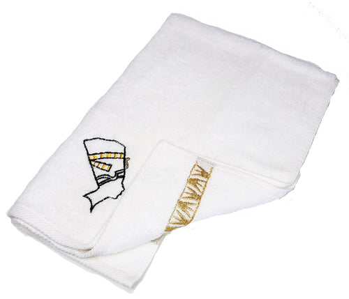 Luxury Egyptian Cotton Towel, Nile Goddess Nefertiti Embroidery, 600GSM, 31X20 inch - Nileloom 