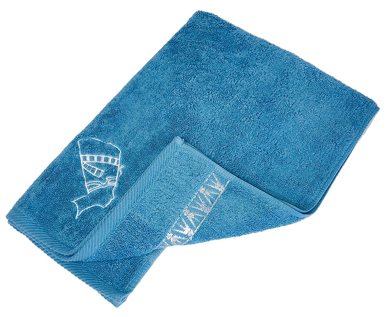 Luxury Egyptian Cotton Towel, Nile Goddess Nefertiti Embroidery, 600GSM, 31X20 inch - Nileloom 