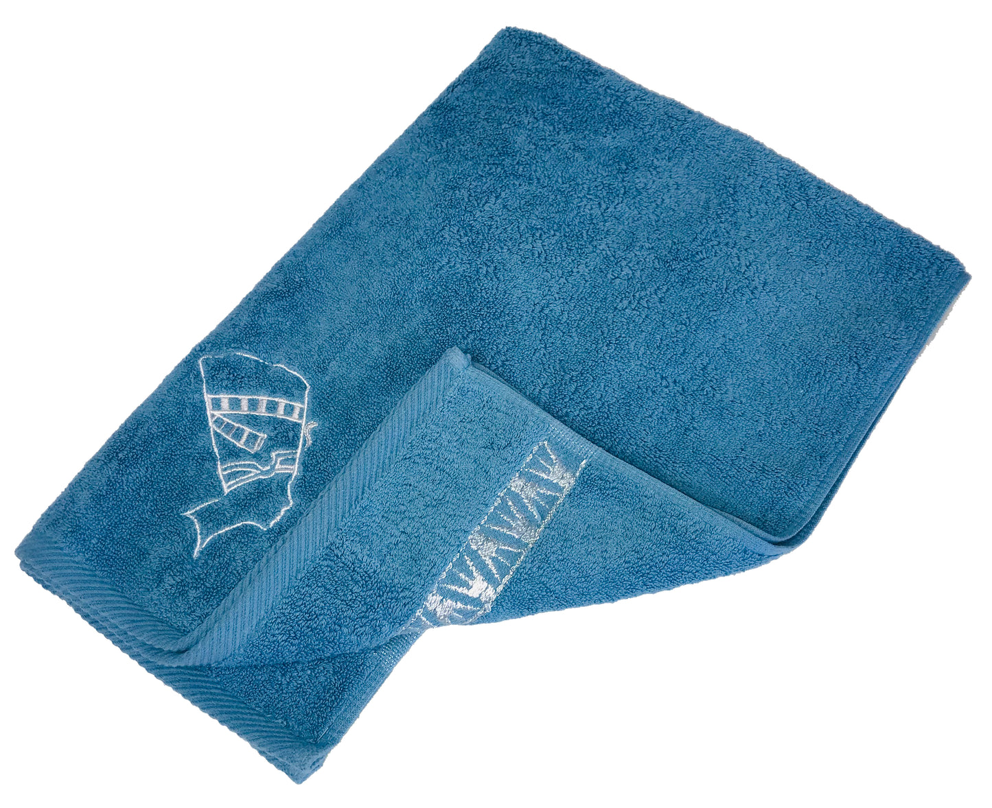 Luxury Egyptian Cotton Towel, Nile Goddess Nefertiti Embroidery, Plush 600GSM Oversized 31X20 inch