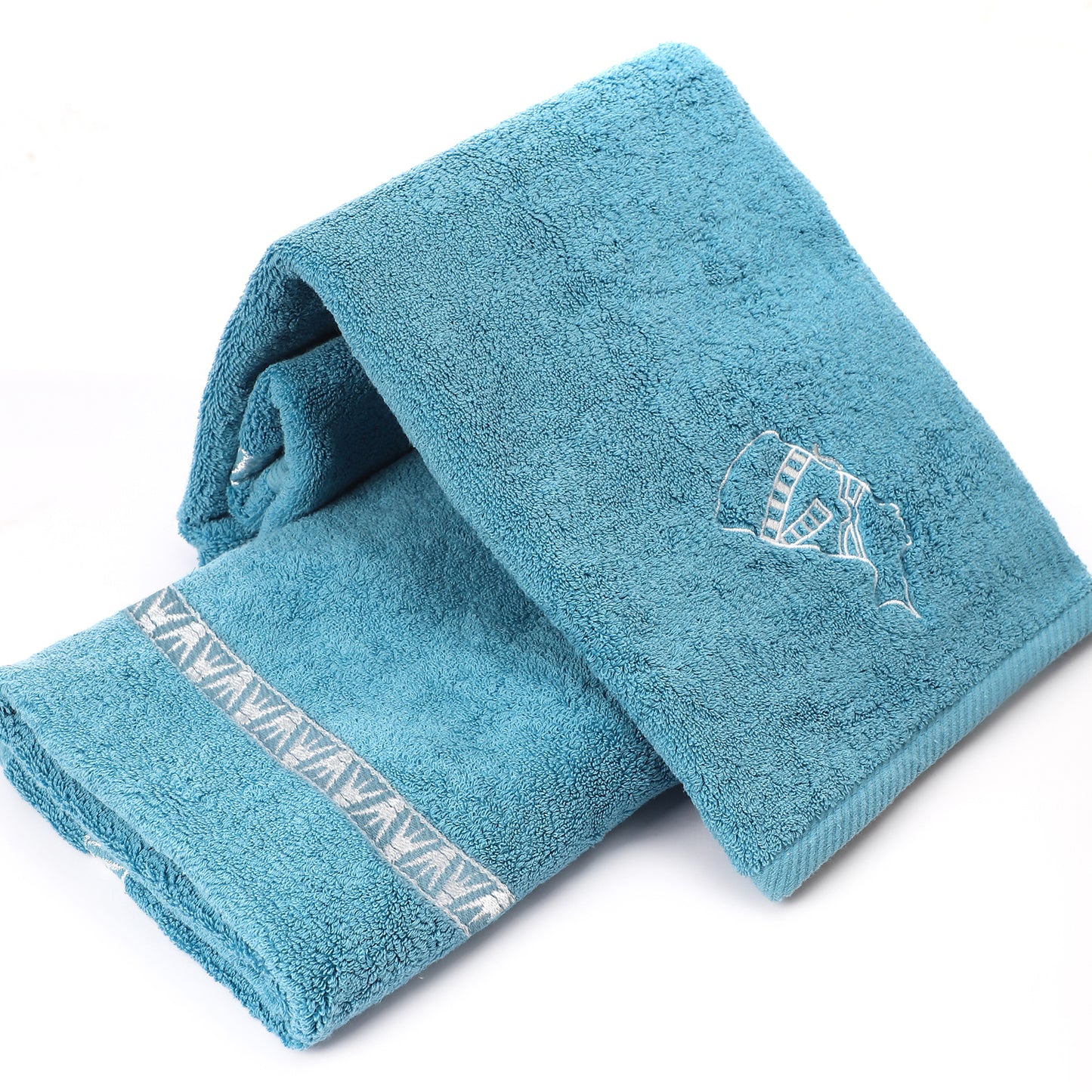 Luxury Egyptian Cotton Towel, Nile Goddess Nefertiti Embroidery, Plush 600GSM Oversized 31X20 inch