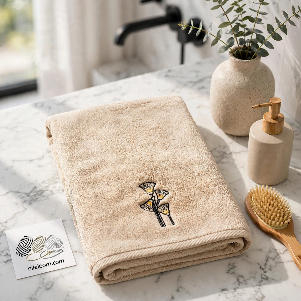 Sesen | Great Nile Collection Embroidered Towel | 100% Cotton, 700 GSM, 31X20 inches