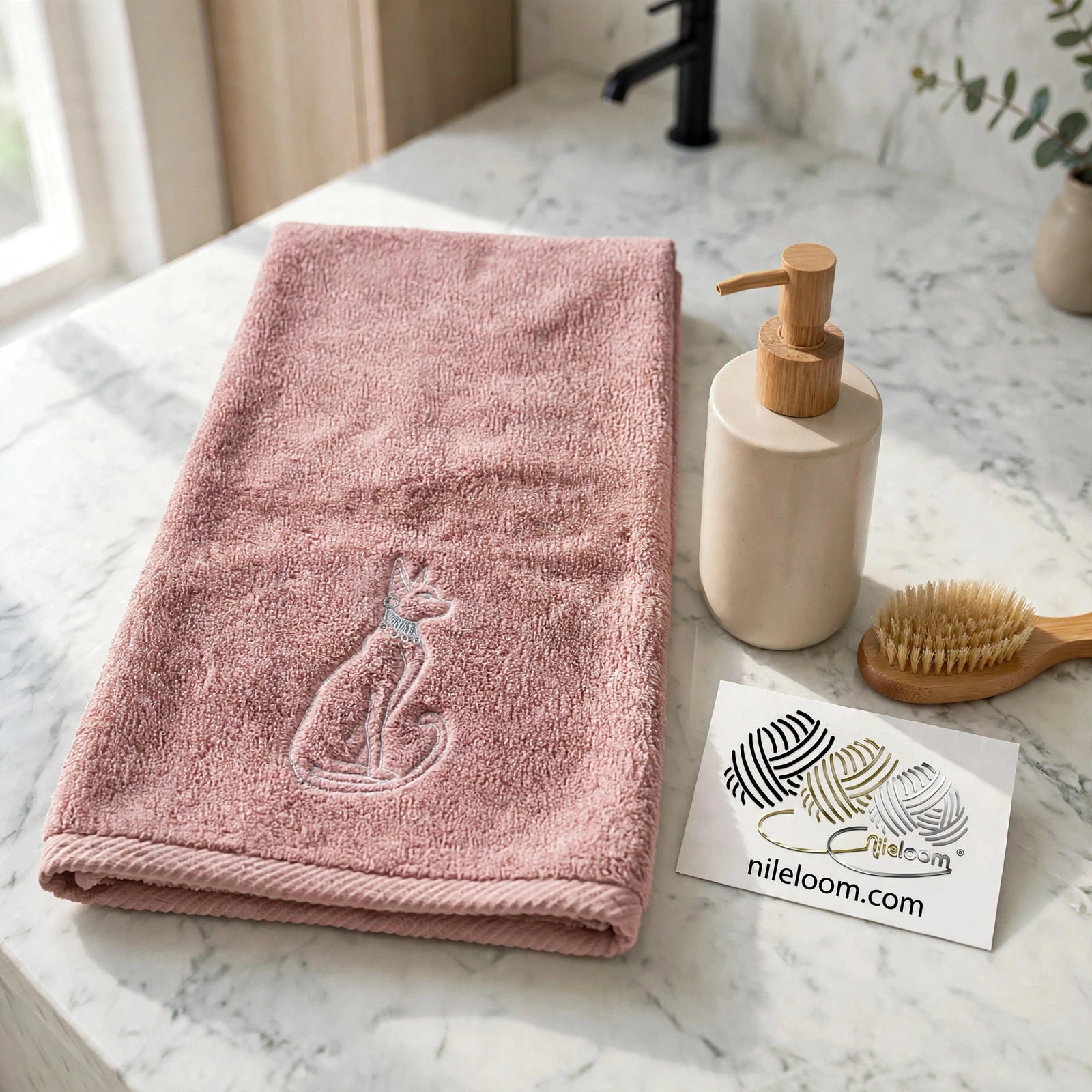 Bastet | Great Nile Collection Embroidered Towel | 100% Cotton, 700 GSM, 31X20 inches