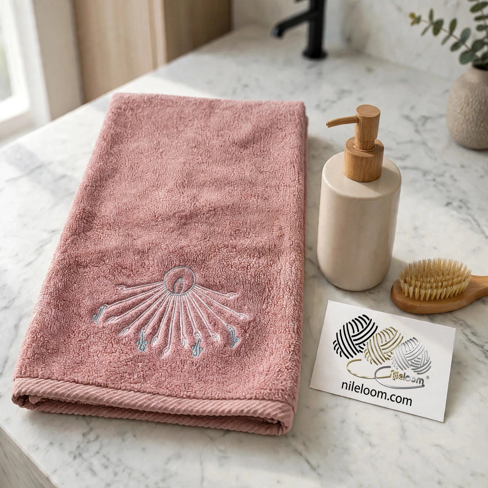 Aten (Great Nile Collection Embroidered Towel) - 100% Cotton, 700 GSM ,, 31 x 20 inches
