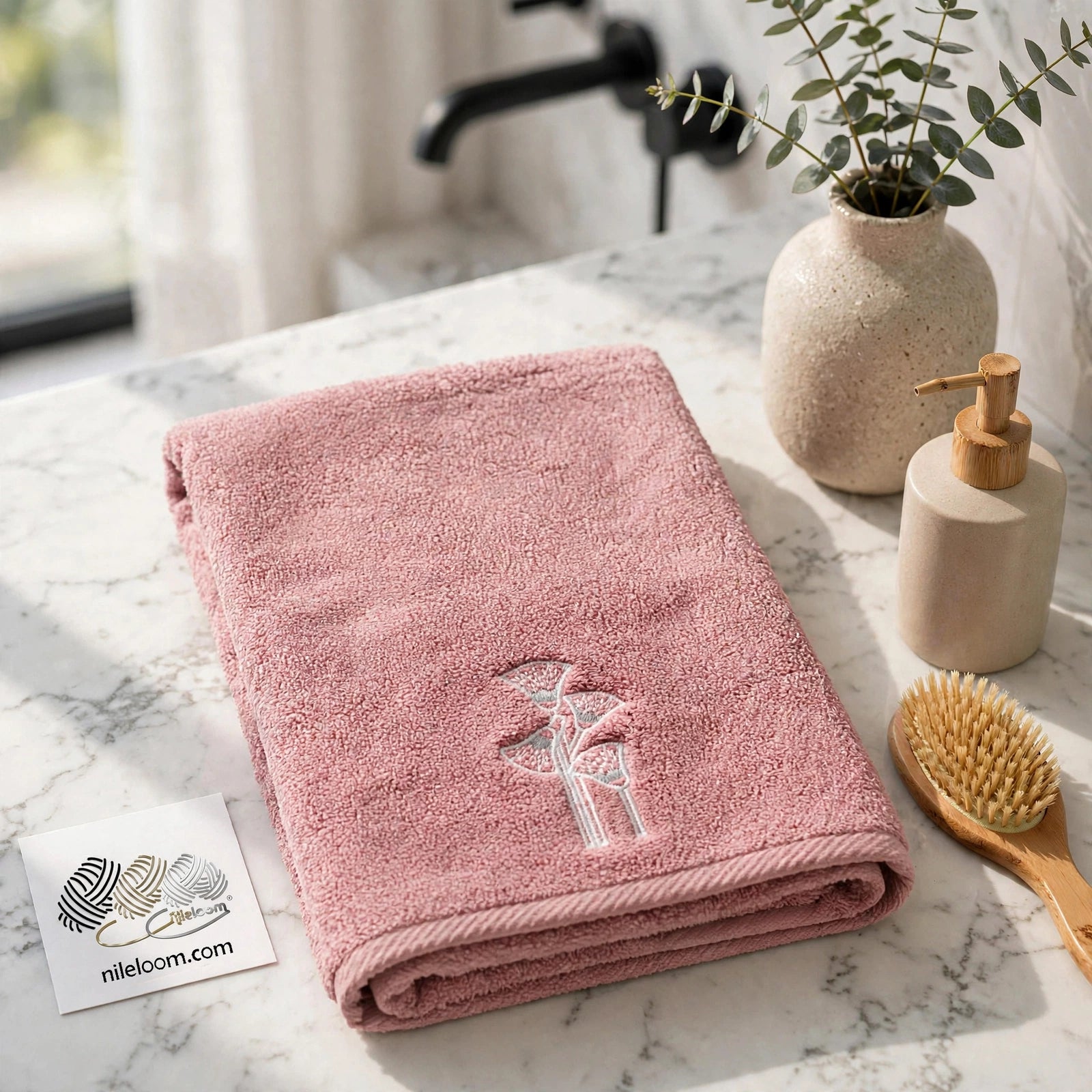 Sesen | Great Nile Collection Embroidered Towel | 100% Cotton, 700 GSM, 31X20 inches