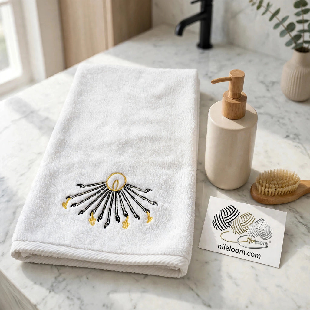 Aten | Great Nile Collection Embroidered Towel | 100% Cotton, 700 GSM, 31X20 inches